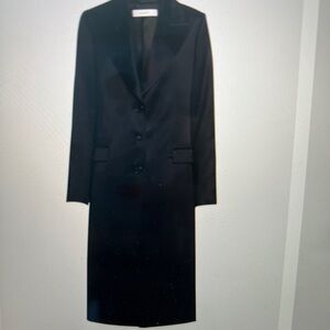 A.L.C. duster length Deep Navy Jude Satin Coat although this looks black